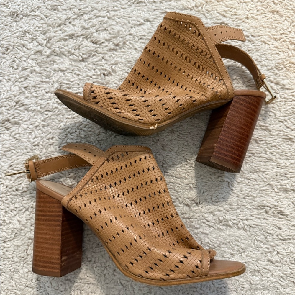 Aldo Tan Perforated Block Heel Sandals